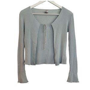 Weather Vane Y2K vintage mint ribbed tie cardigan sweater small